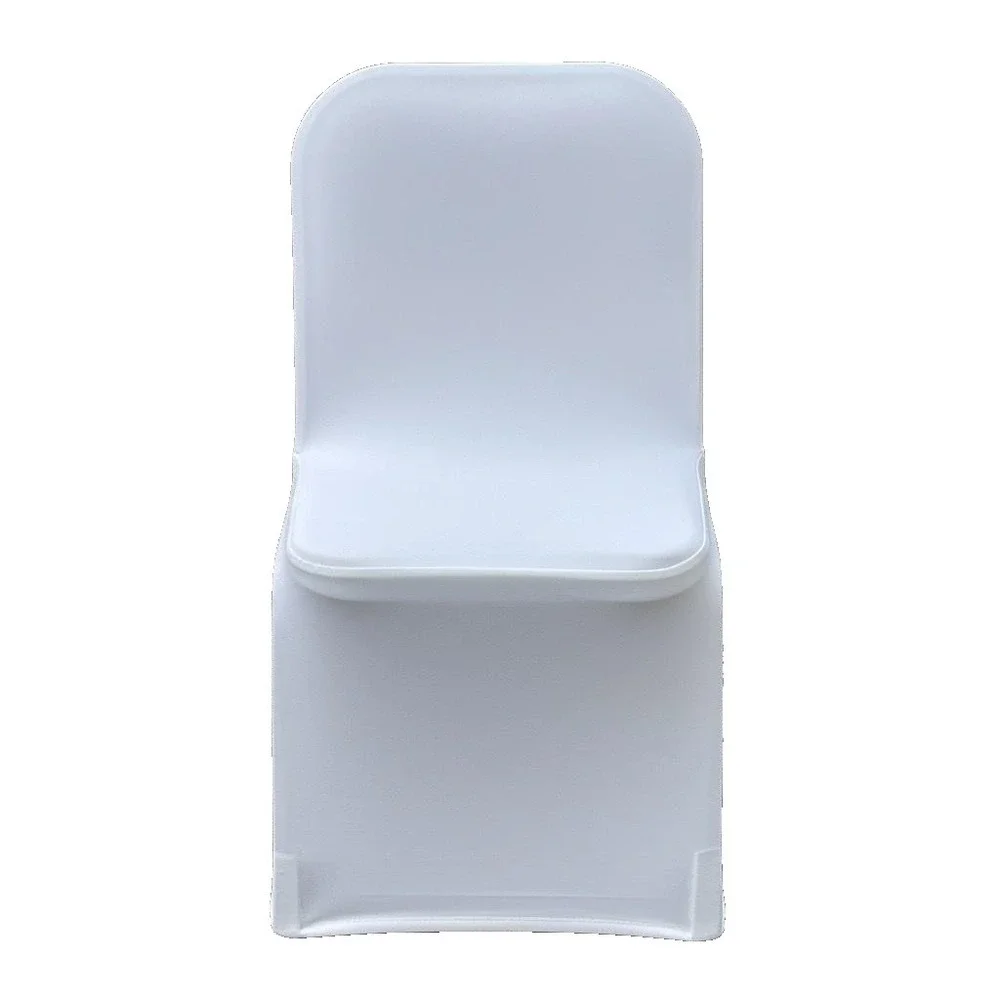 White Wedding Chair Cover Fitted Polyester Set of 6 Banquet Folding Party 6 sets